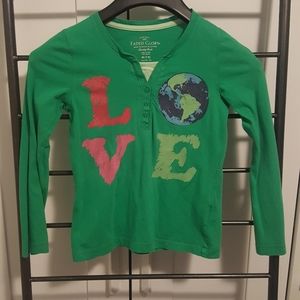 Love long sleeve green t-shirt with buttons